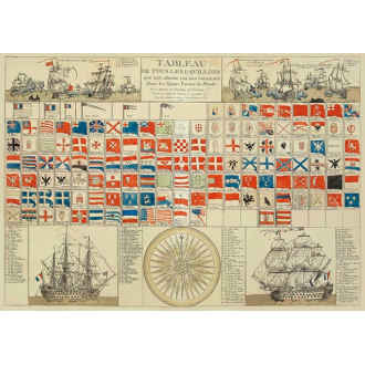 Set de table Pavillons marine souvenirs Île de Ré - Création française - Fabriqué en Europe