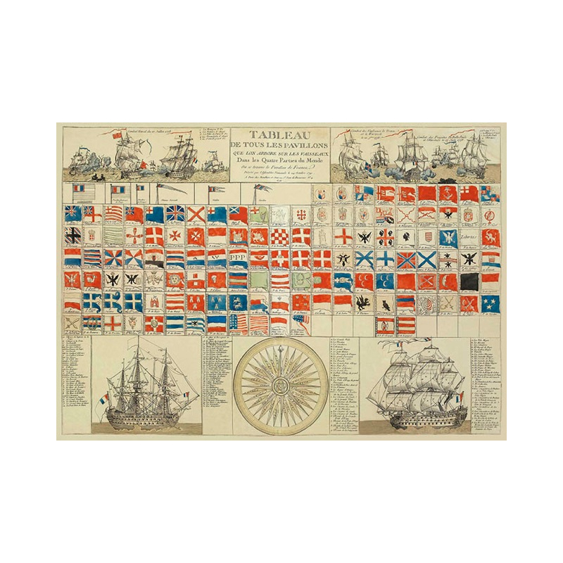 Set de table Pavillons marine souvenirs Île de Ré - Création française - Fabriqué en Europe