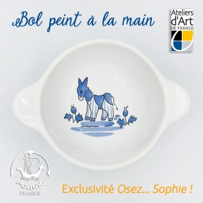 Bol prénom "Île de Ré" tradition motif âne bleu
