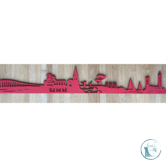 Pancarte bois Île de Ré paysage relief skyline