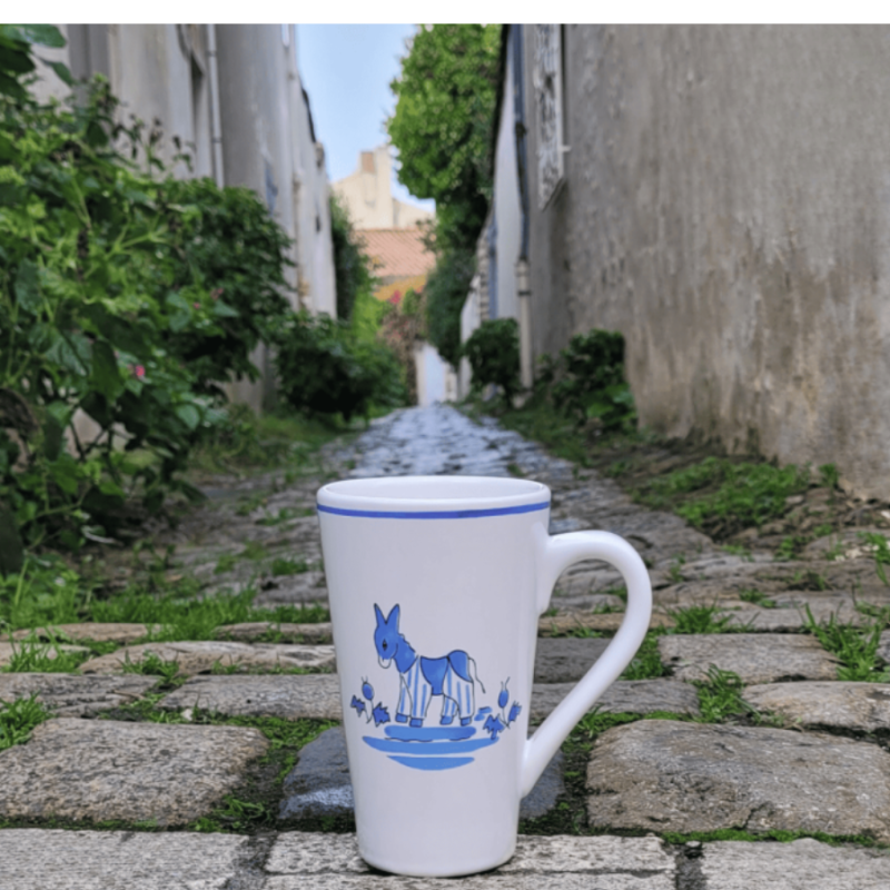 Blue donkey mug Île de Ré latte mug