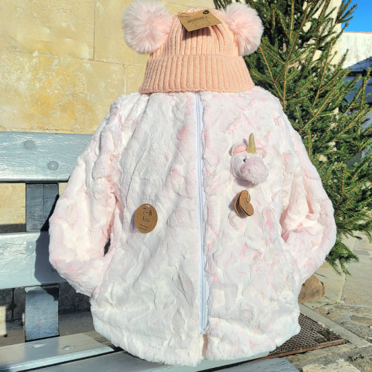 Veste polaire enfant Licorne rose décor