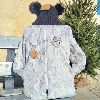 Veste polaire enfant peluche husky décor