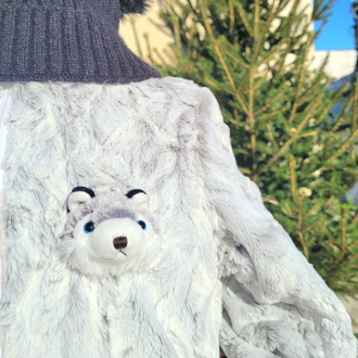 Veste polaire enfant peluche husky décor zoom détail