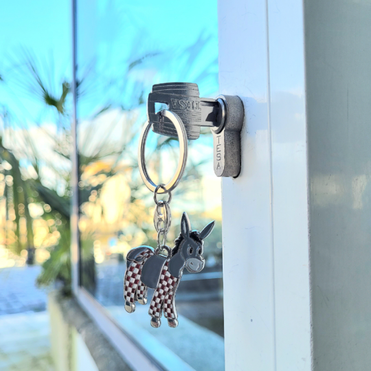 Île de Ré key ring - Donkey in vichy panties