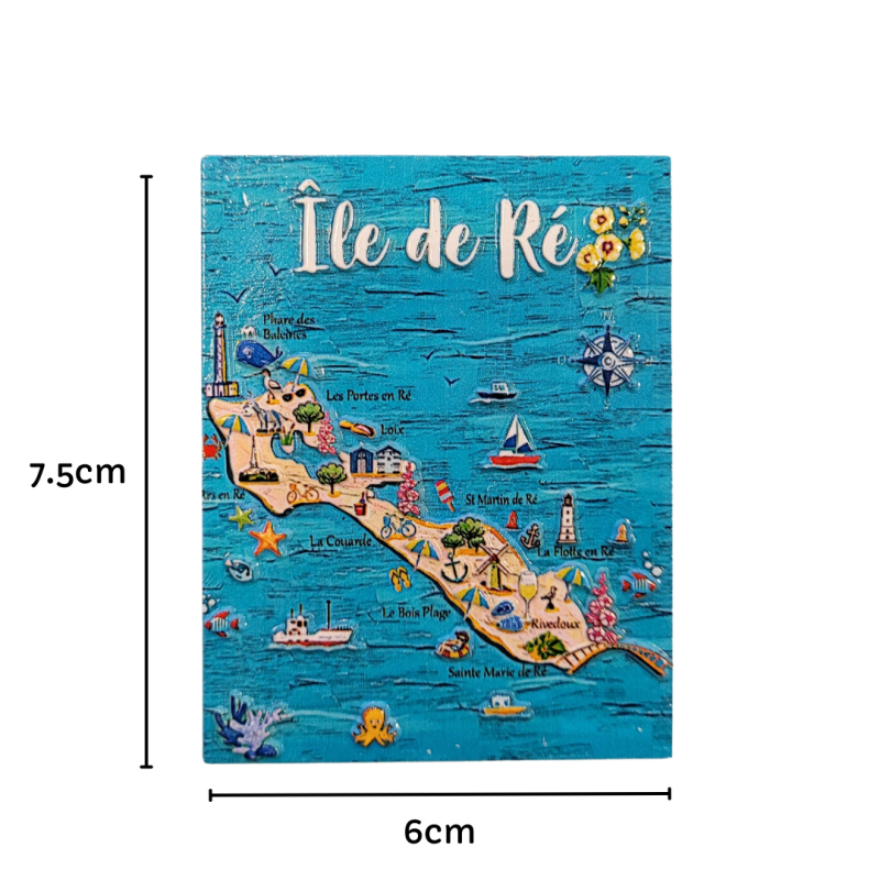 Magnet Île de Ré - Carte de l'Île dimensions