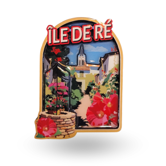 Epoxy magnet - Alley of the Île de Ré and its hollyhocks