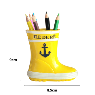 Pot à crayons botte de pêche jaune décor