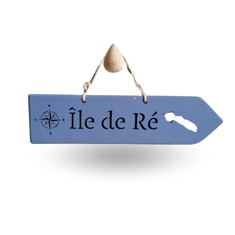 Wooden laser sign - Île de Ré arrow