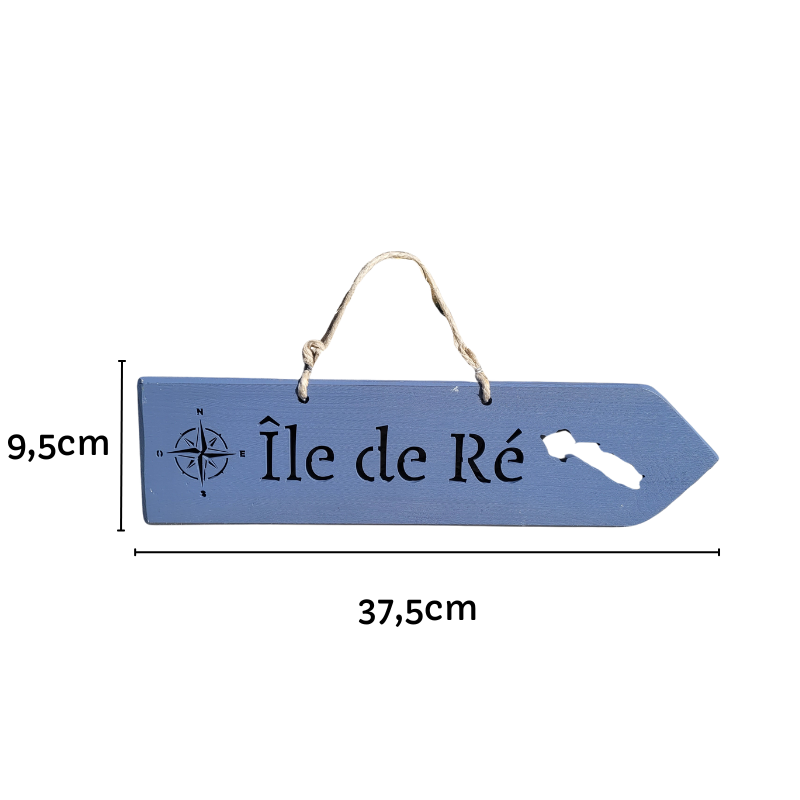 Pancarte en bois laser Flèche de l'Île de Ré dimensions