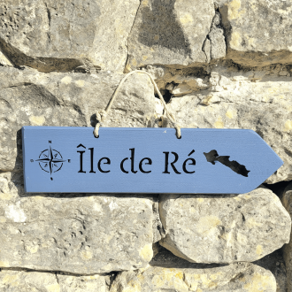 Pancarte en bois laser Flèche de l'Île de Ré décor