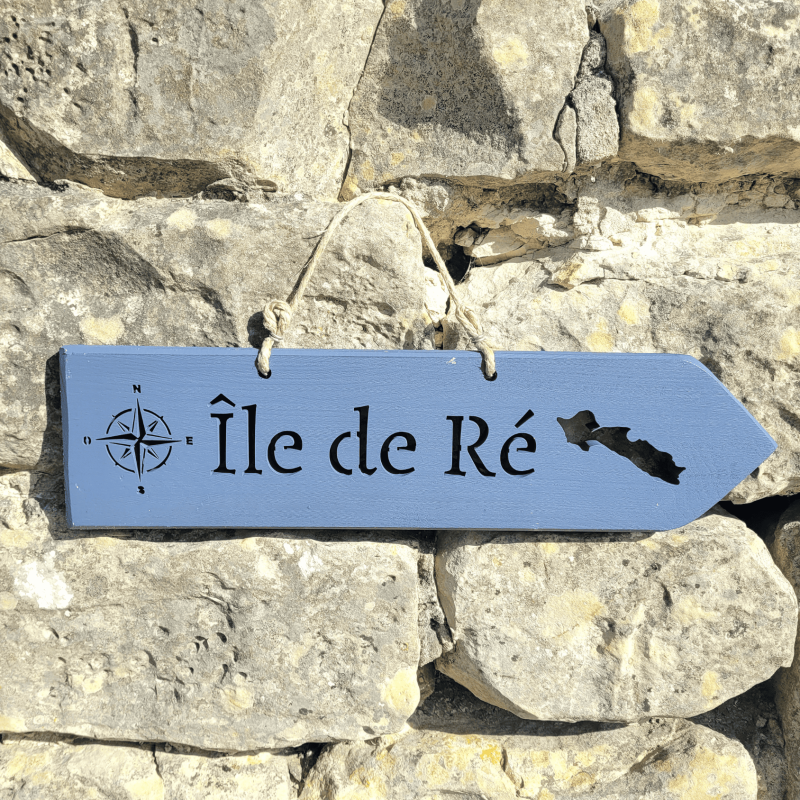 Pancarte en bois laser Flèche de l'Île de Ré décor