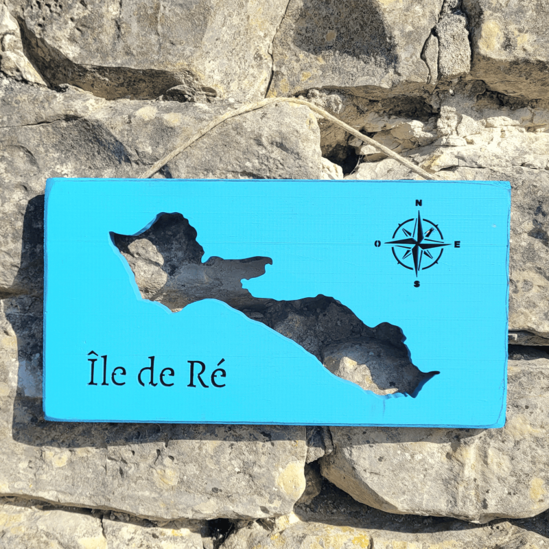 Pancarte en bois laser Carte Île de Ré décor