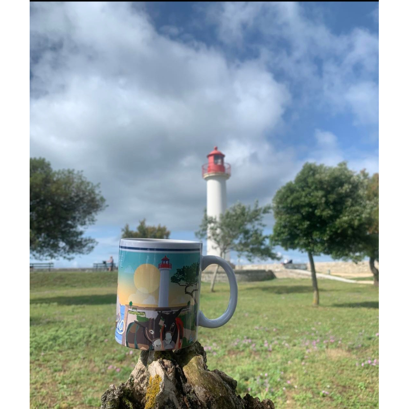 Mug Île de Ré - Le Phare rouge de St Martin de Ré et ses ânes