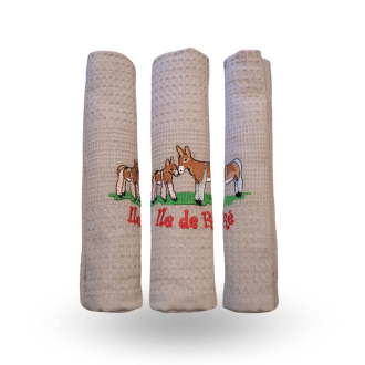 Torchon brodé âne gris ombre