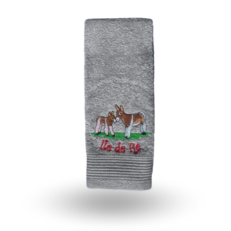 Embroidered hand towel grey donkey