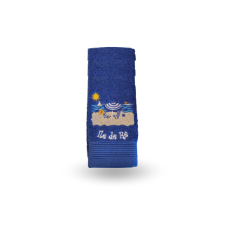 Essuie main brodé transat bleu ombre