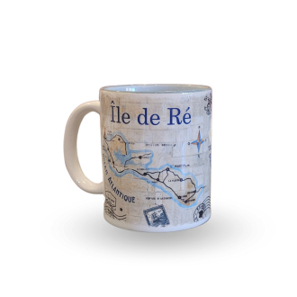 Île de Ré mug featuring a map of the island – Original ceramic souvenir mug
