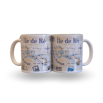 Île de Ré mug featuring a map of the island – Original ceramic souvenir mug