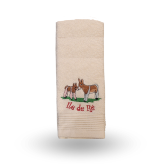 Embroidered hand towel white donkey