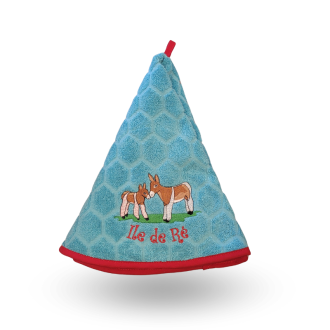 Round Île de Ré hand towel blue donkey