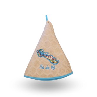 Essuie main Île de Ré rond carte beige ombre