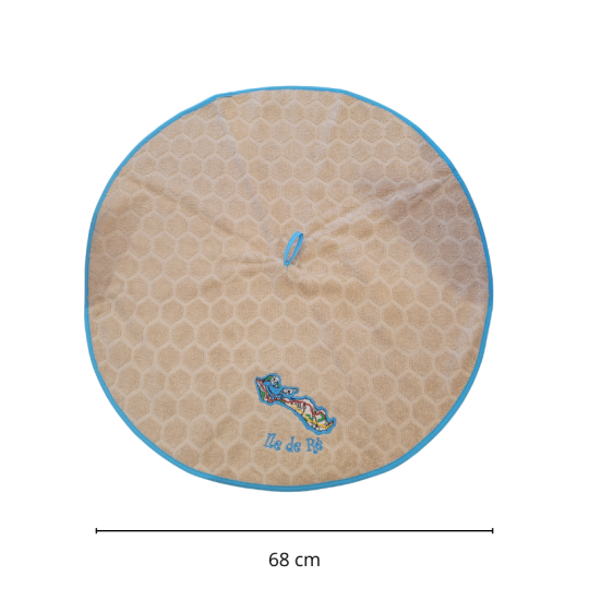 Round Île de Ré hand towel beige map