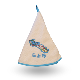 Essuie main Île de Ré rond carte blanc ombre