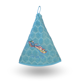 Essuie main Île de Ré rond carte turquoise ombre