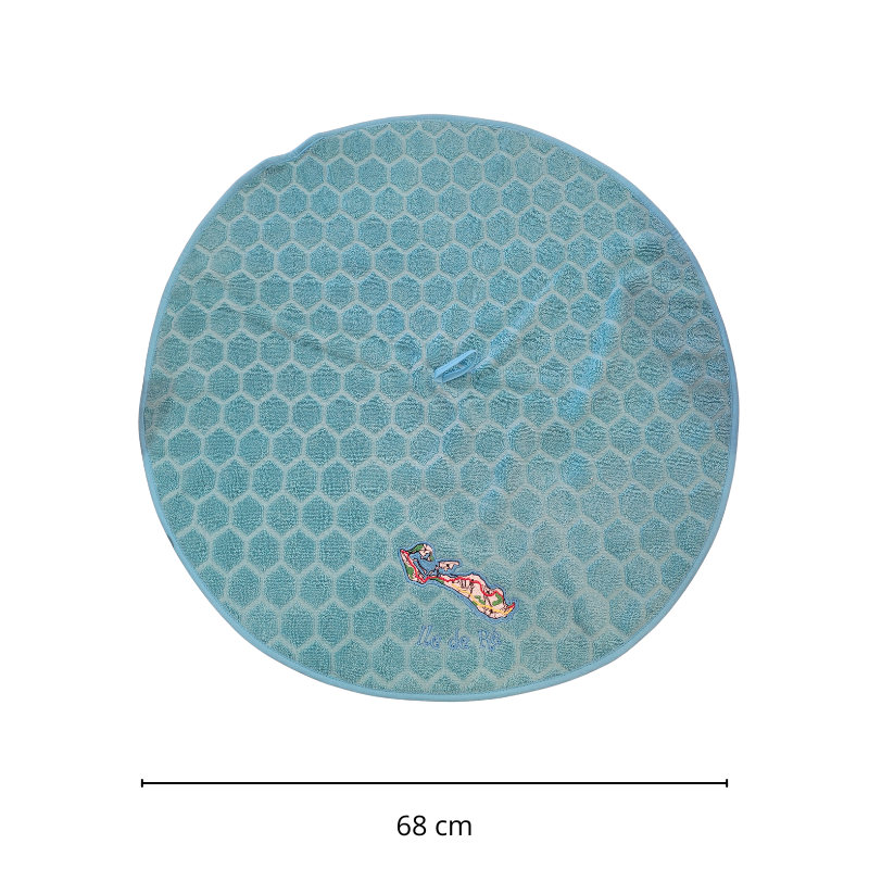 Round Île de Ré hand towel turquoise map