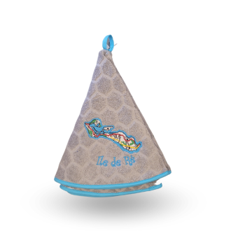 Round Île de Ré hand towel grey map