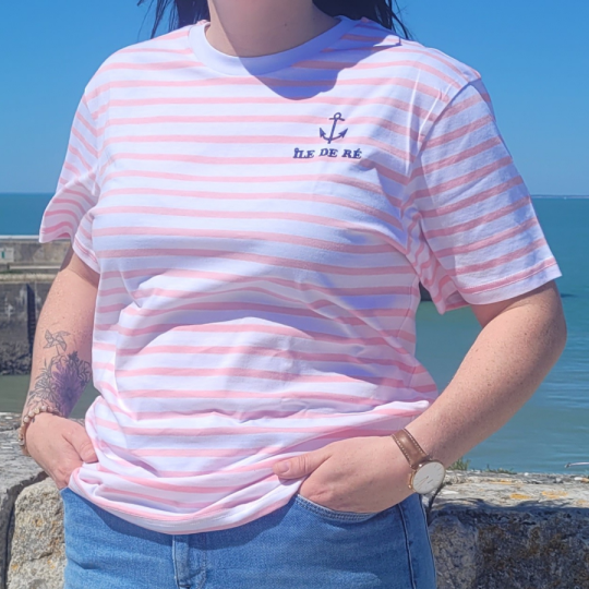 T-shirt femme ile de ré marinière rose