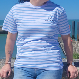 T-shirt Île de Ré marinière bleu ciel