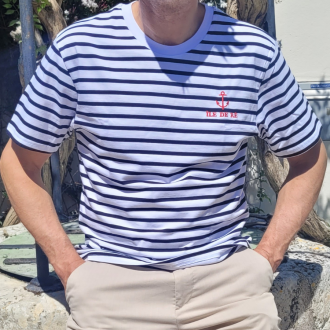 T-shirt homme Île de Ré marinière bleu marine