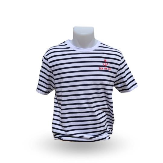T-shirt homme Île de Ré marinière bleu marine buste