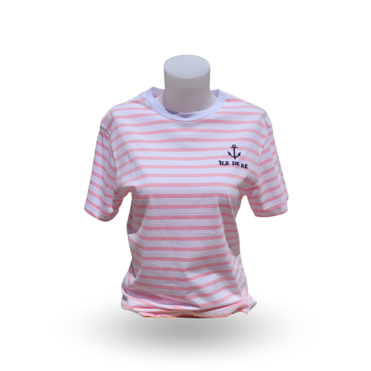 T-shirt femme ile de ré marinière rose buste