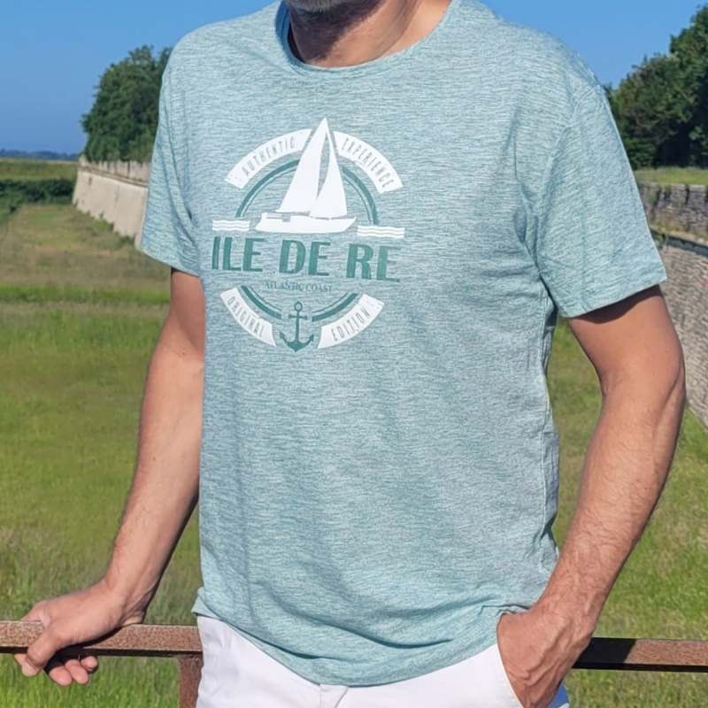 T-shirt Île de Ré voilier menthe