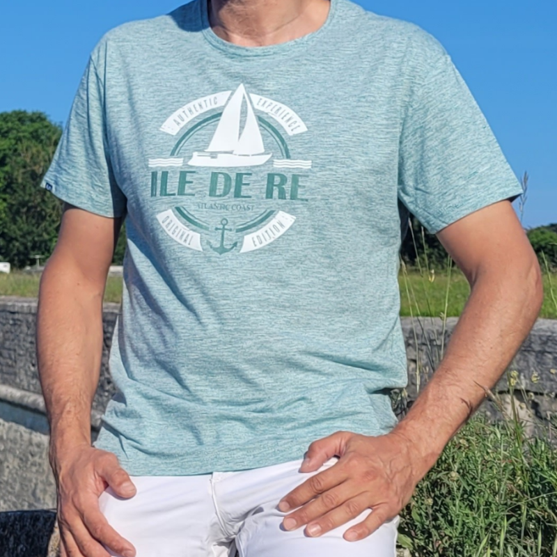 Île de Ré T-shirt mint sailboat