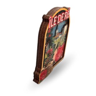 Magnet époxy - Ruelle de l'Île de Ré et ses roses trémières