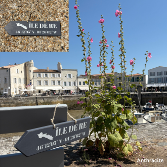 Pancarte Île de ré, flèche gauche - Anthracite