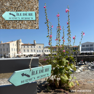 Pancarte Île de ré, flèche gauche - Vert malachite
