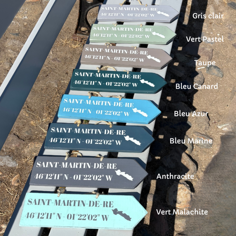 Pancarte St Martin de Ré droite différentes coloris