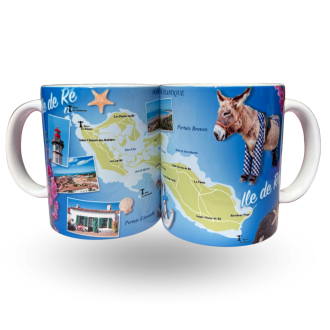 Mug souvenir - Île de ré avec carte et vues