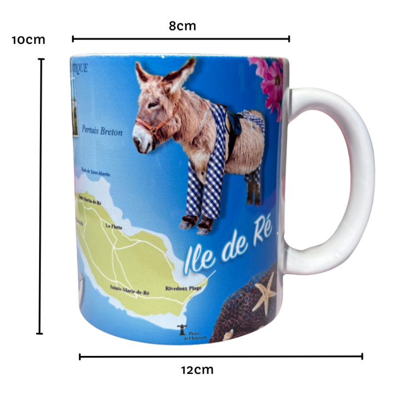 Mesures Mug souvenir - Île de ré avec carte et vues