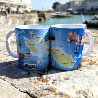 Mug souvenir - Île de ré avec carte et vues