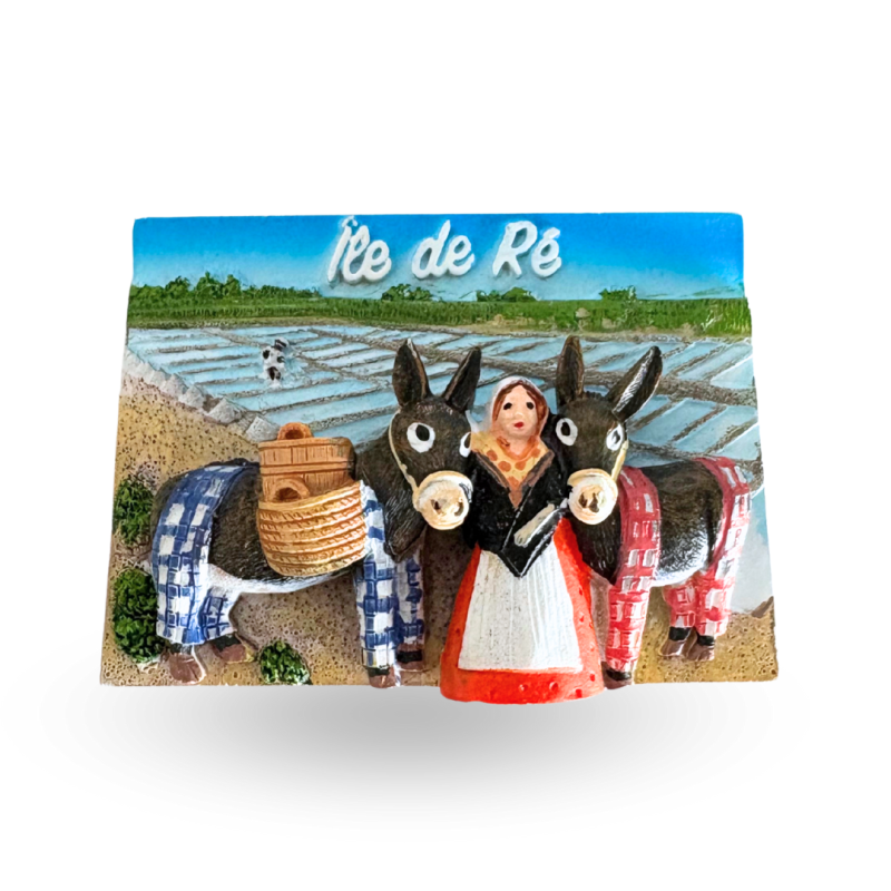 Magnet relief Île de Ré - Couple d'ânes en culotte