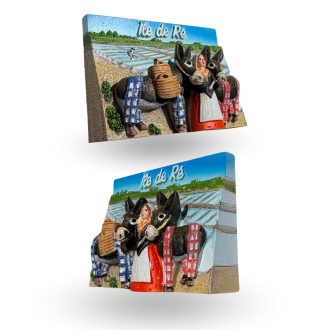 Magnet relief Île de Ré - Couple d'ânes en culotte