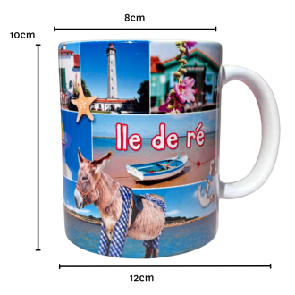 Mug souvenirs - Île de Ré multi vues mesures