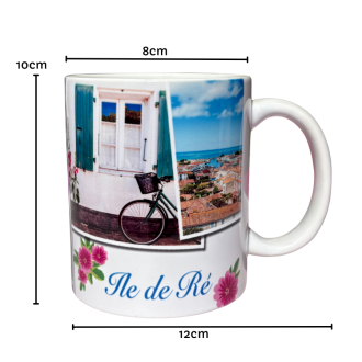 Mug souvenirs  - Île de ré Le Phare des Baleines - multi vues - mesures