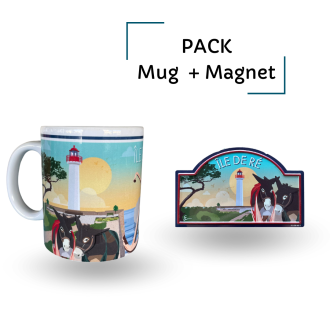 Pack Mug + Magnet Le Phare de St Martin de Ré et ses ânes